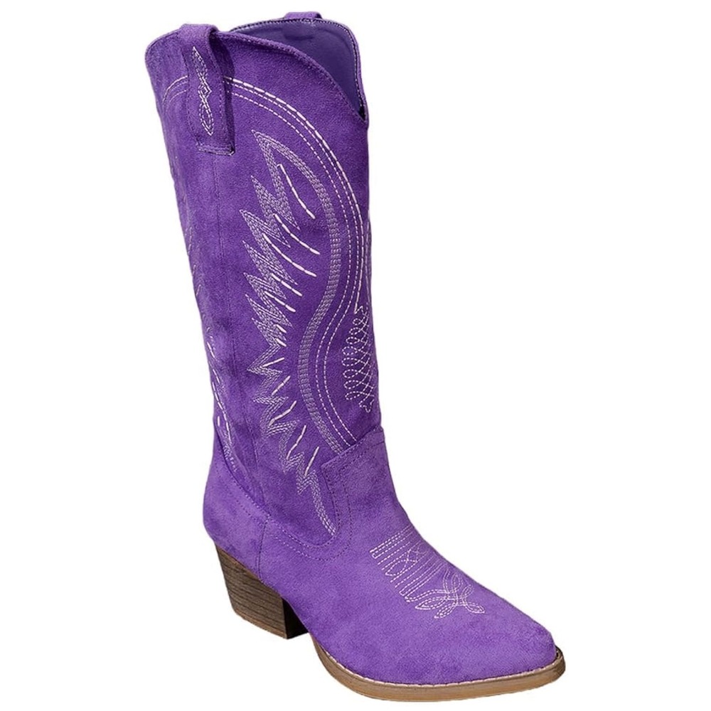 Fomoti Womens Purple Faux Suede Western Cowboy Boots Embroidered Sz 11 NEW - Picture 9 of 15